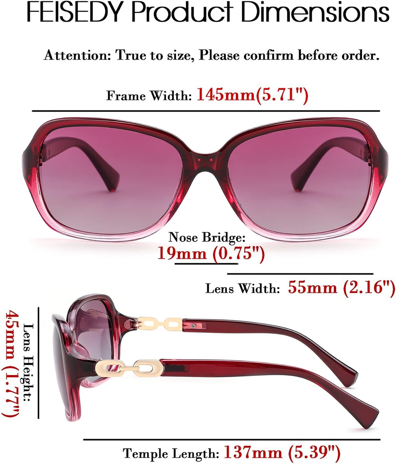 商品图片 36 | B08LPZDDKZ | FEISEDY Womens Polarized Sunglasses Square Wraparound Shades UV400 Mirrored Trendy Sun Glasses for Women B2526