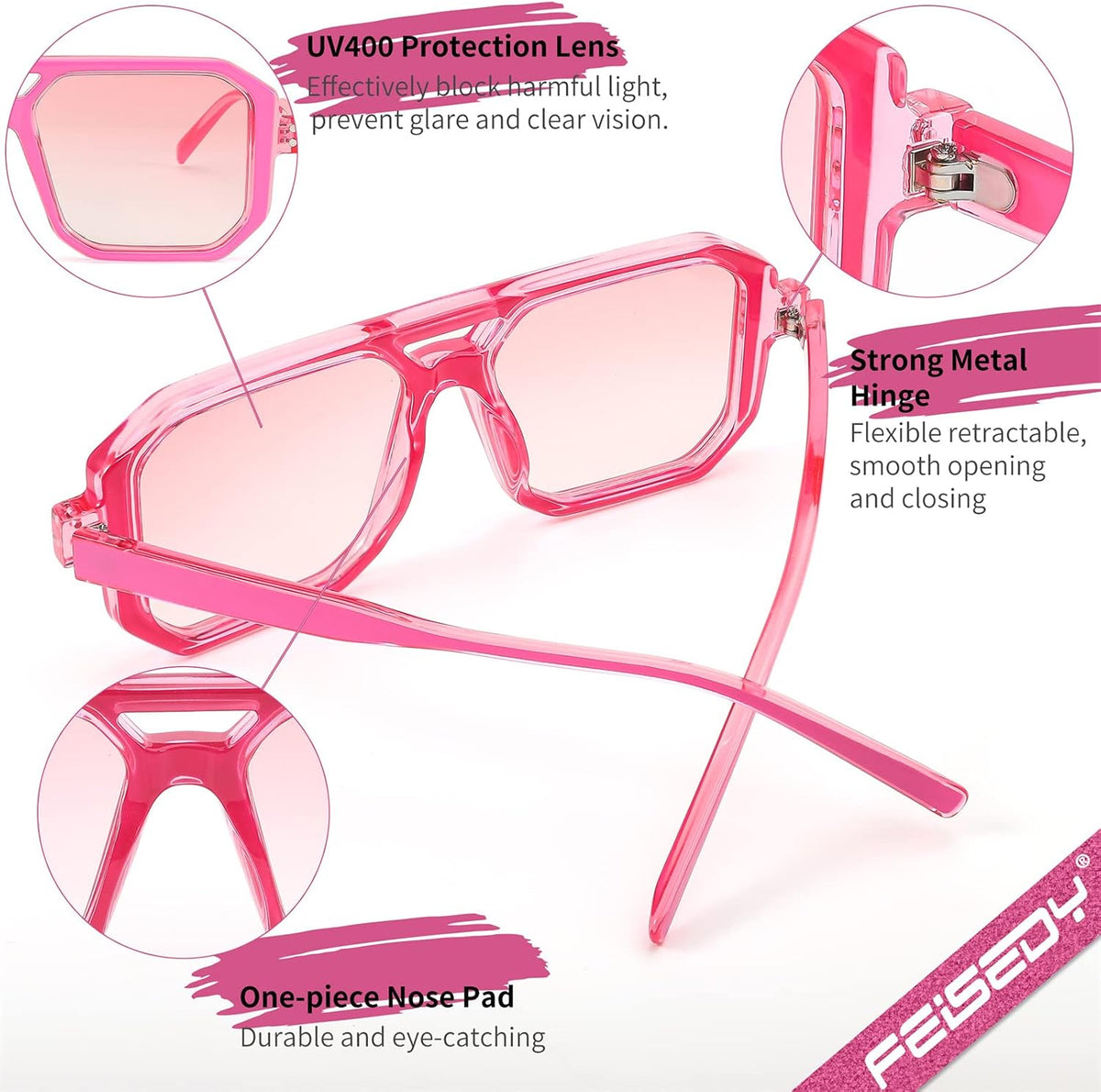 ÉÌƷͼƬ 4 | B0B9BNZRMZ | FEISEDY Retro Aviator Square Sunglasses for Women Men UV400 B2939