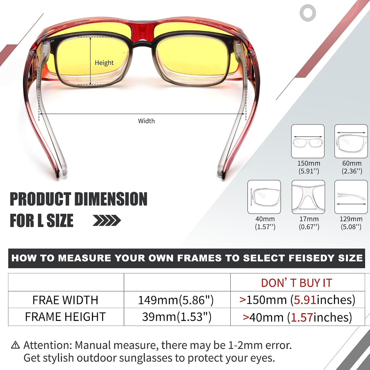 ÉÌƷͼƬ 62 | B089YRDYMP | FEISEDY Polarized Fit Over Glasses Sunglasses Men Women Wrap Around B2593