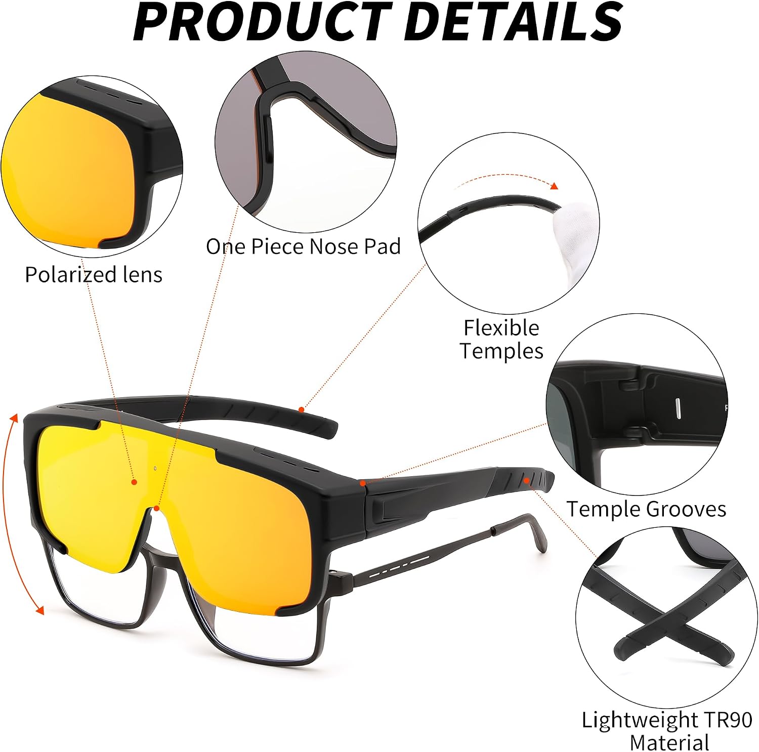 商品图片 26 | B0FY37CX2V | FEISEDY Polarized Fit Over Glasses Sunglasses for Men Women, Sports Wrap Around for Driving Cycling Fishing B0315