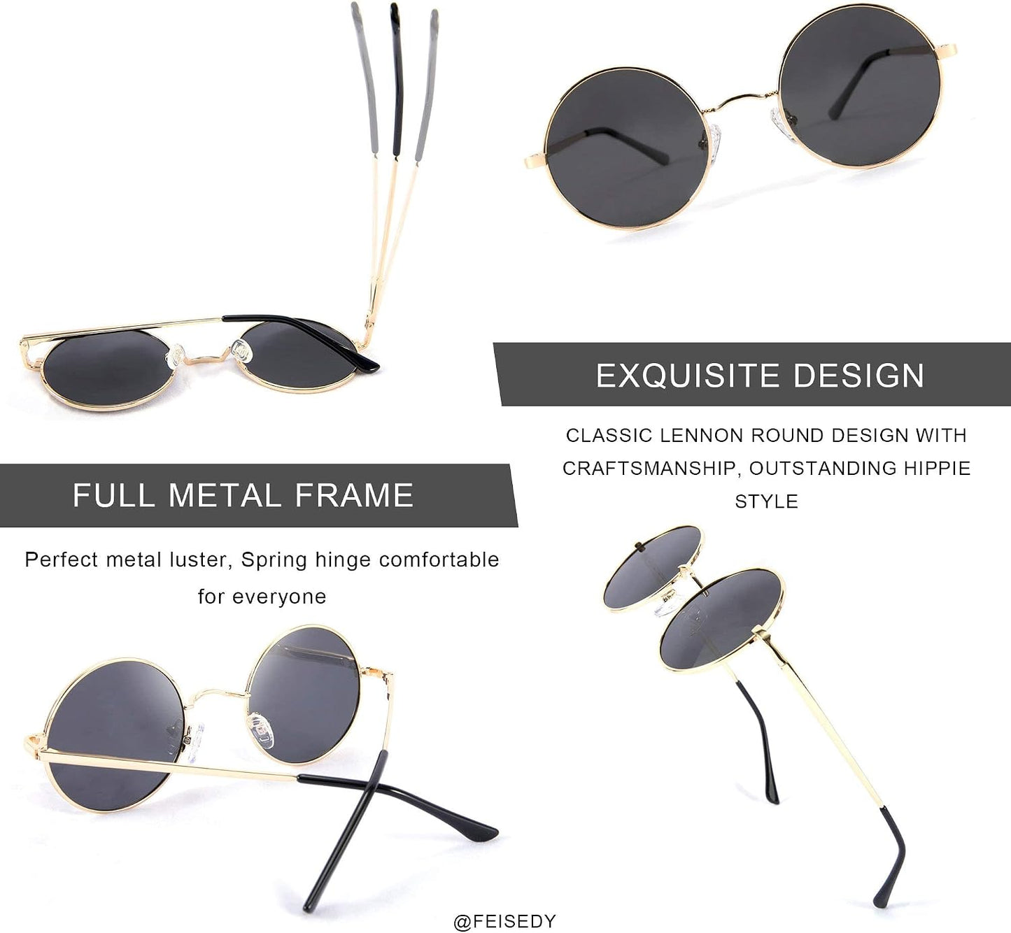 商品图片 8 | B08HRQJKLS | FEISEDY Steampunk Sunglasses Retro Round Polarized Women Men Metal Glasses B2528