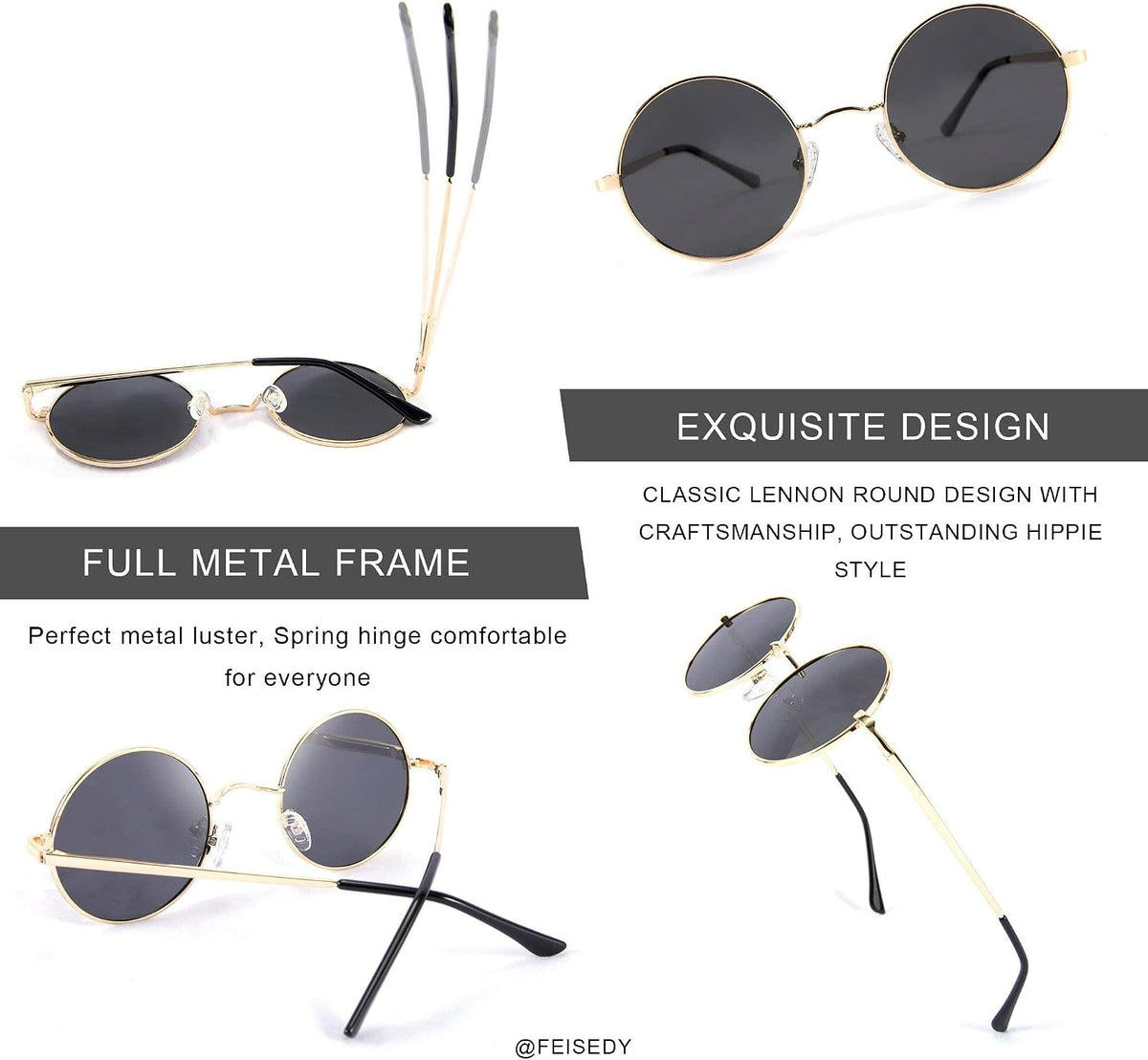ÉÌƷͼƬ 8 | B08HRQJKLS | FEISEDY Steampunk Sunglasses Retro Round Polarized Women Men Metal Glasses B2528