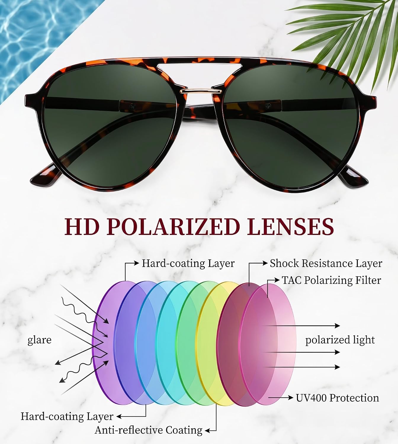 商品图片 13 | B0H1BPNZ36 | FEISEDY 70s Retro Aviator Sunglasses Polarized UV400 for Men Women B0453