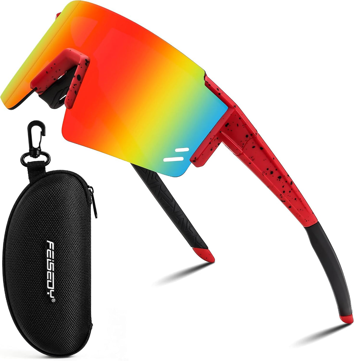 Red / Large | B0CCJB5MPS | FEISEDY Kids Sports Sunglasses UV400 for Youth, Ages 8-16 B0048