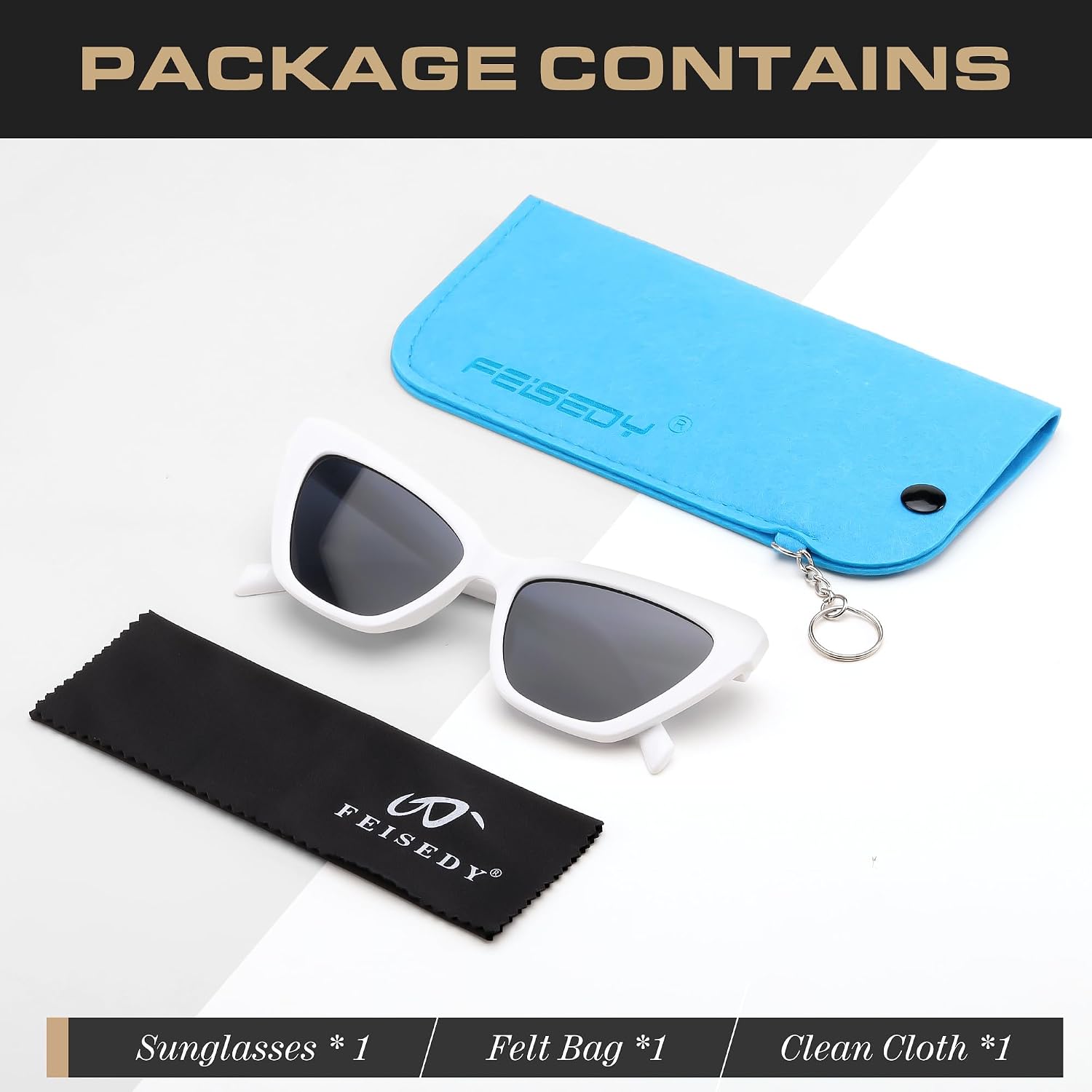 商品图片 21 | B0CYZG81R8 | FEISEDY Retro Cat Eye Sunglasses for Women UV400 Protection Small Vintage Chic Shades B0132