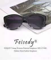 ÉÌƷͼƬ 98 | B07M9V125F | FEISEDY Polarized Vintage Sunglasses American Womens Square Jackie O Cat Eye Sunglasses B2451