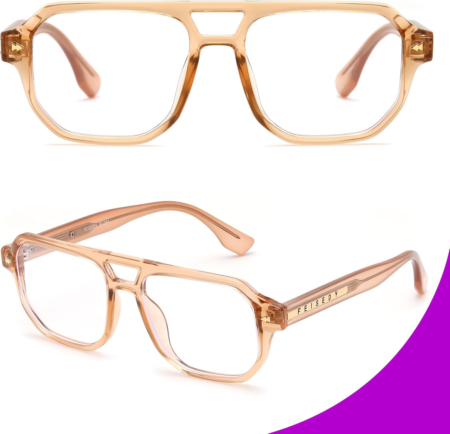 商品图片 16 | B0FHKFDMDZ | FEISEDY Aviator Blue Light Glasses for Men Women, Retro 70s Style Design TR90 Anti Glare Digital Eyestrain & Daily Wear B0284