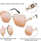 商品图片 58 | B083VRLS2Q | FEISEDY Classic Rimless Sunglasses Women Metal Frame Diamond Cutting Lens Sun Glasses B2567
