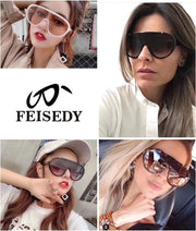 ÉÌƷͼƬ 50 | B085PPHWTZ | FEISEDY Retro Oversized Sunglasses Women Men One Piece Frame B2580