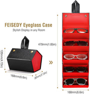 ÉÌƷͼƬ 4 | B0CSFHKMSS | FEISEDY Sunglasses Organizer 5 Slots Travel Glasses Case,Hanging Eyewear Holder Fashionable PU Leather Eyeglass Case B0087
