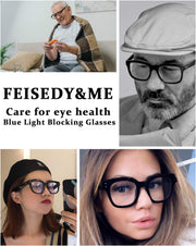 ÉÌƷͼƬ 14 | B082SVW71F | FEISEDY Retro Reading Glasses Thick Square Big Frame Blue Light Blocking Lens Anti Glare Digital Eyestrain B2534