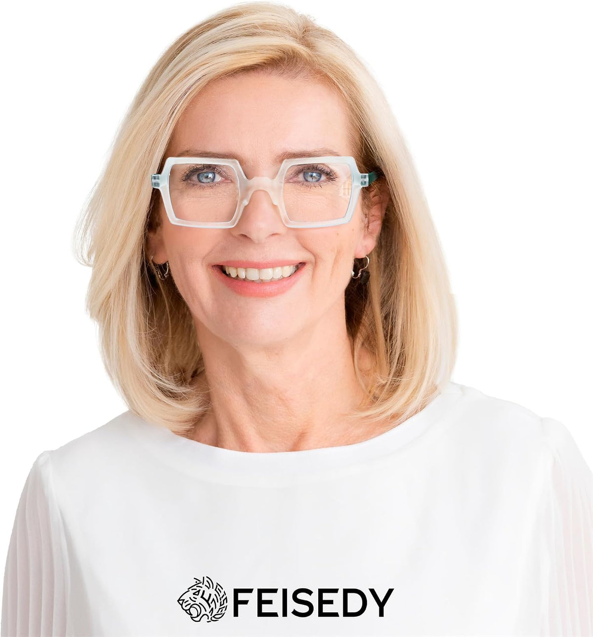 商品图片 17 | B0DNDMV881 | FEISEDY Fashion Blue Light Reading Glasses for Women Square Retro Anti- Glare Digital Eyestrain Readers B0261