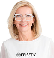 商品图片 17 | B0DNDMV881 | FEISEDY Fashion Blue Light Reading Glasses for Women Square Retro Anti- Glare Digital Eyestrain Readers B0261