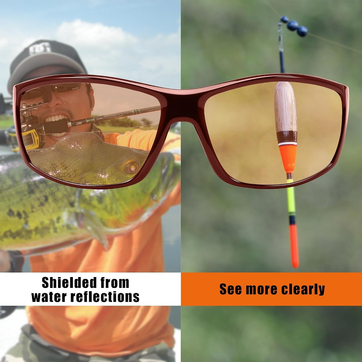 商品图片 5 | B0D8W3RFV6 | FEISEDY Fishing Sunglasses Men Women, Polarized UV400 Protection, Lightweight Wrap Around Frame B0195