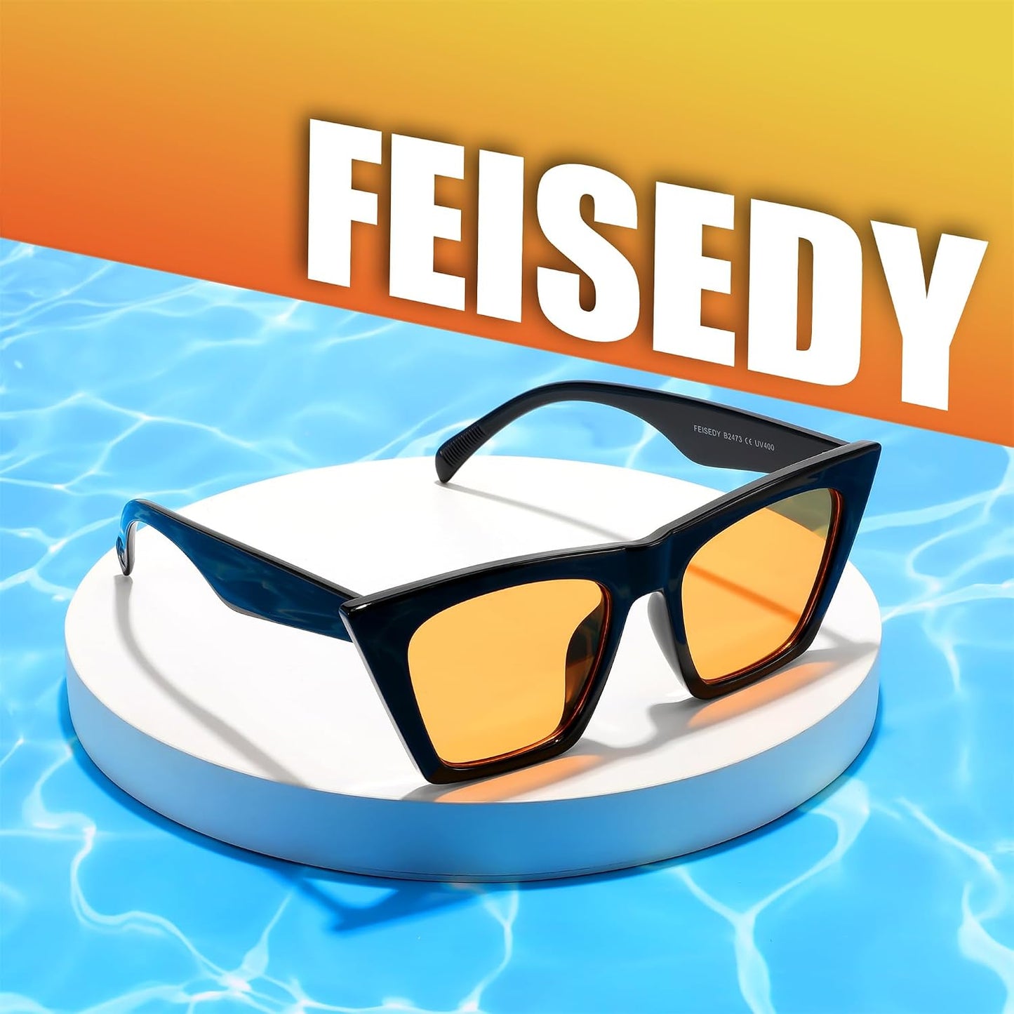 商品图片 147 | B0C5378735 | FEISEDY Vintage Square Cat Eye Sunglasses Women Trendy Cateye Sunglasses B2473