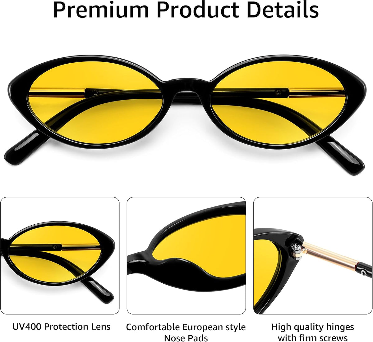 ÉÌƷͼƬ 22 | B0H2VP4ZBG | FEISEDY Oval Cat Eye Sunglasses for Women, 90s Narrow Y2K Shades B0435