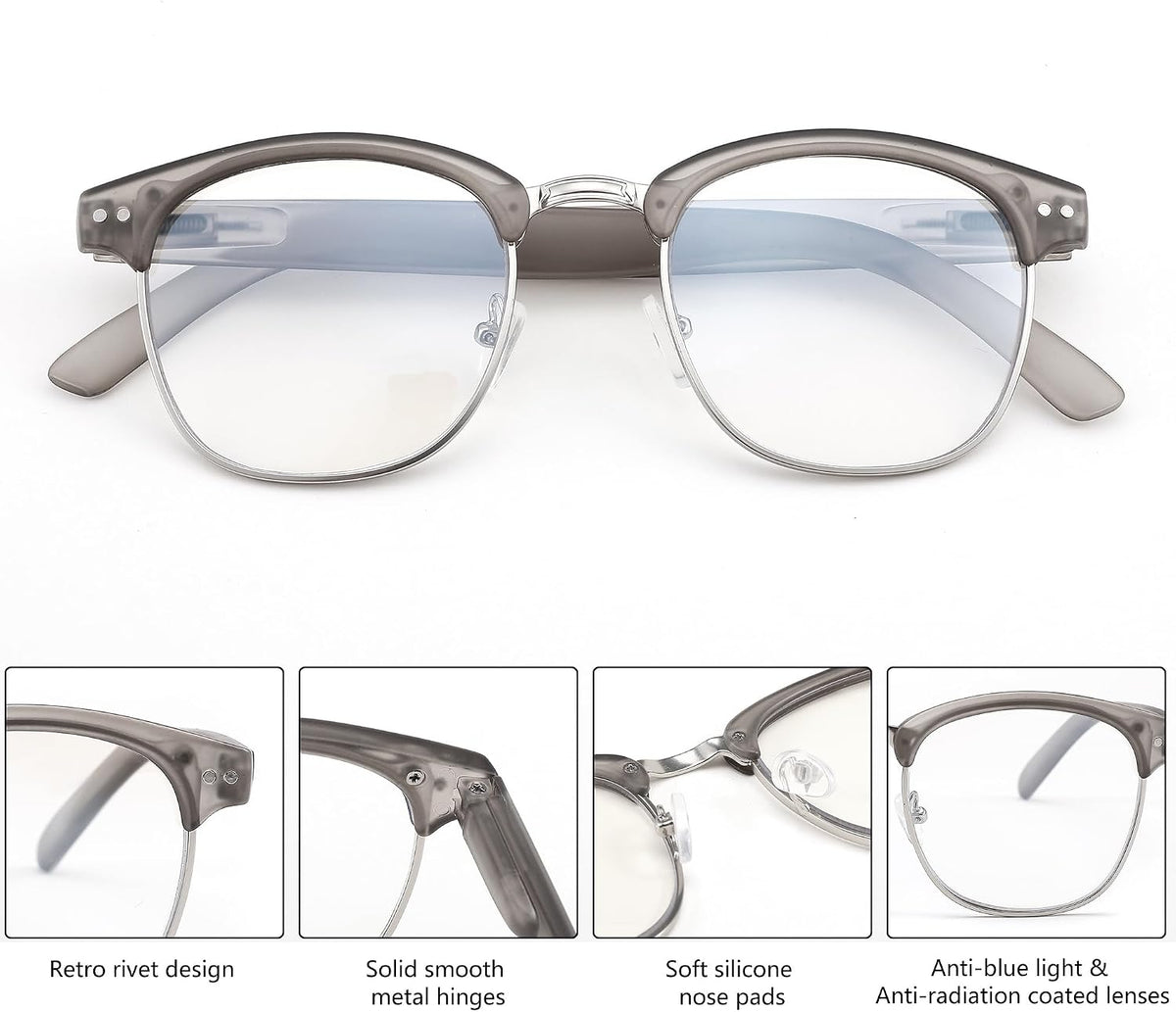 ÉÌƷͼƬ 5 | B0C73XCW57 | FEISEDY Reading Glasses Classic Half Frame Retro Semi-Rimless Clear Lens Blue Light Blocking Glasses B0005