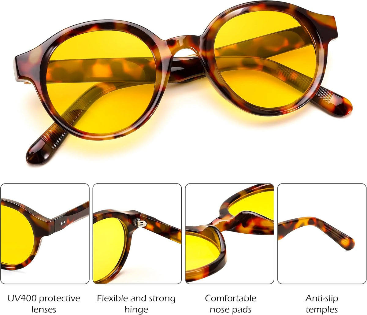 ÉÌƷͼƬ 12 | B0DGGB7Z8F | FEISEDY Retro Round Sunglasses for Women Men UV400 Protection Classic Lightweight Circle Frame Sun Glasses B0244
