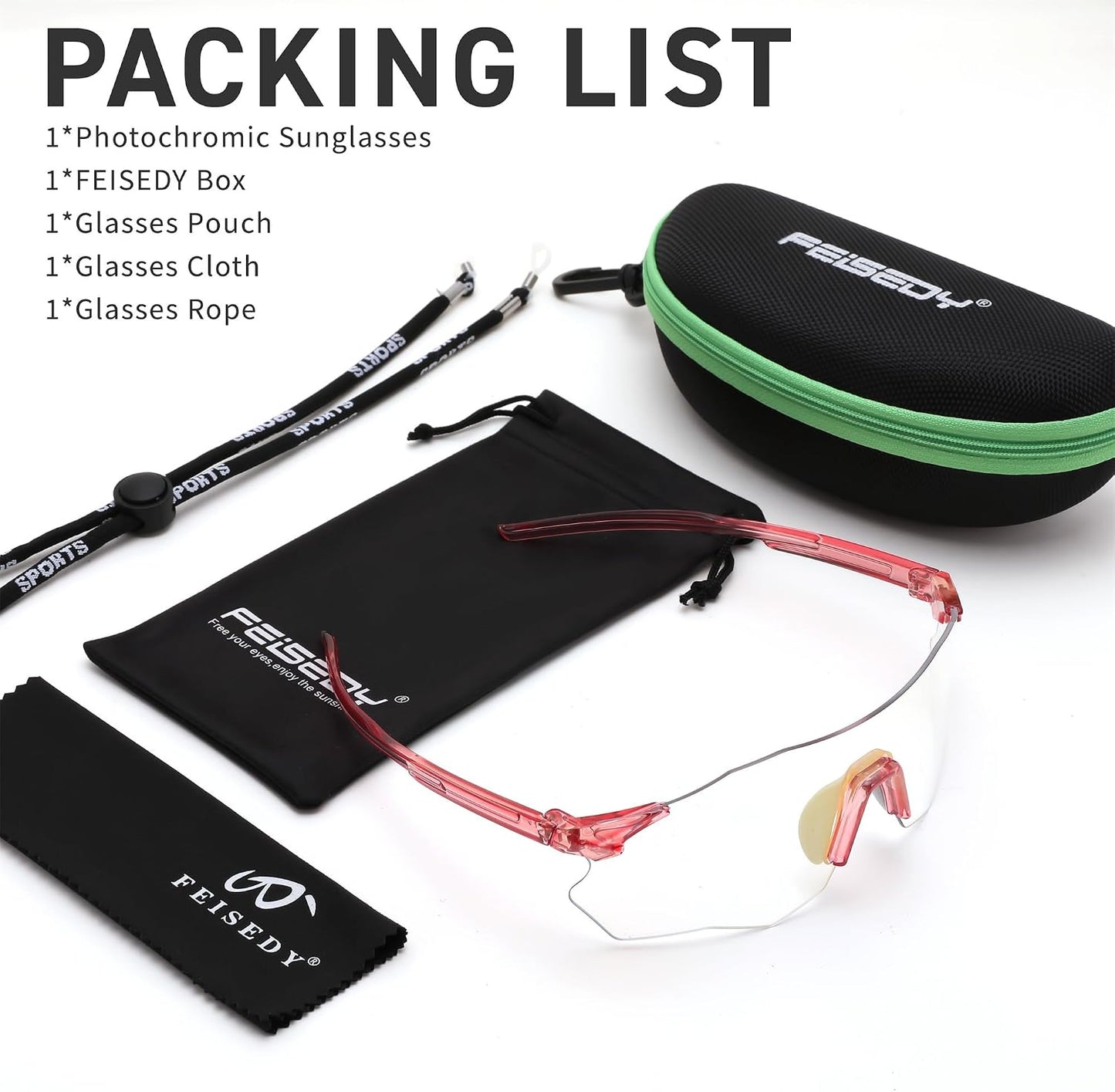 商品图片 9 | B0FHNVLT2X | FEISEDY Photochromic Cycling Glasses for Men Women Mountain Bike Sports Sunglasses UV Protection B0310