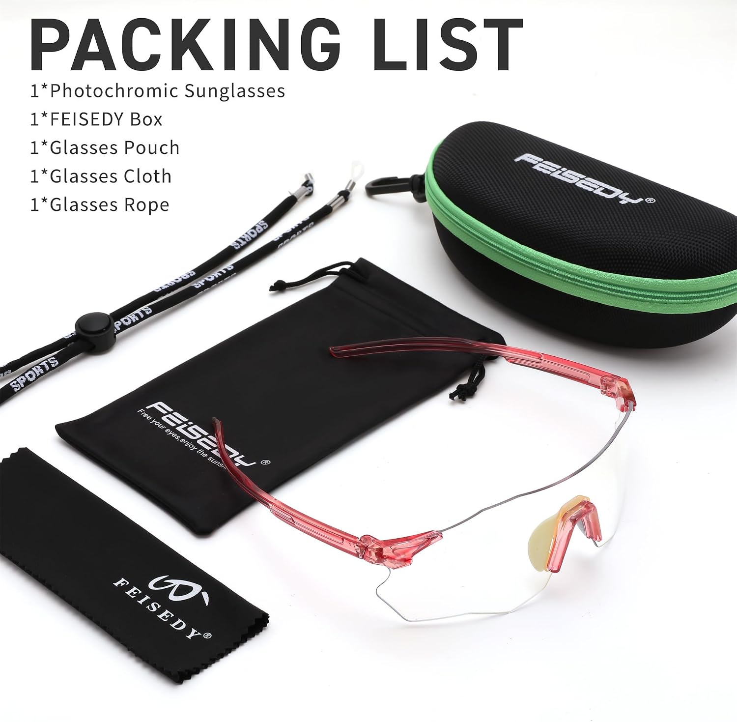 商品图片 9 | B0FHNVLT2X | FEISEDY Photochromic Cycling Glasses for Men Women Mountain Bike Sports Sunglasses UV Protection B0310