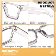 ÉÌƷͼƬ 29 | B0DXDYMMPM | FEISEDY Retro Blue Light Blocking Glasses for Women Men 90s Classic Rectangle Frame Thick Chic Computer Eyeglasses B2383R