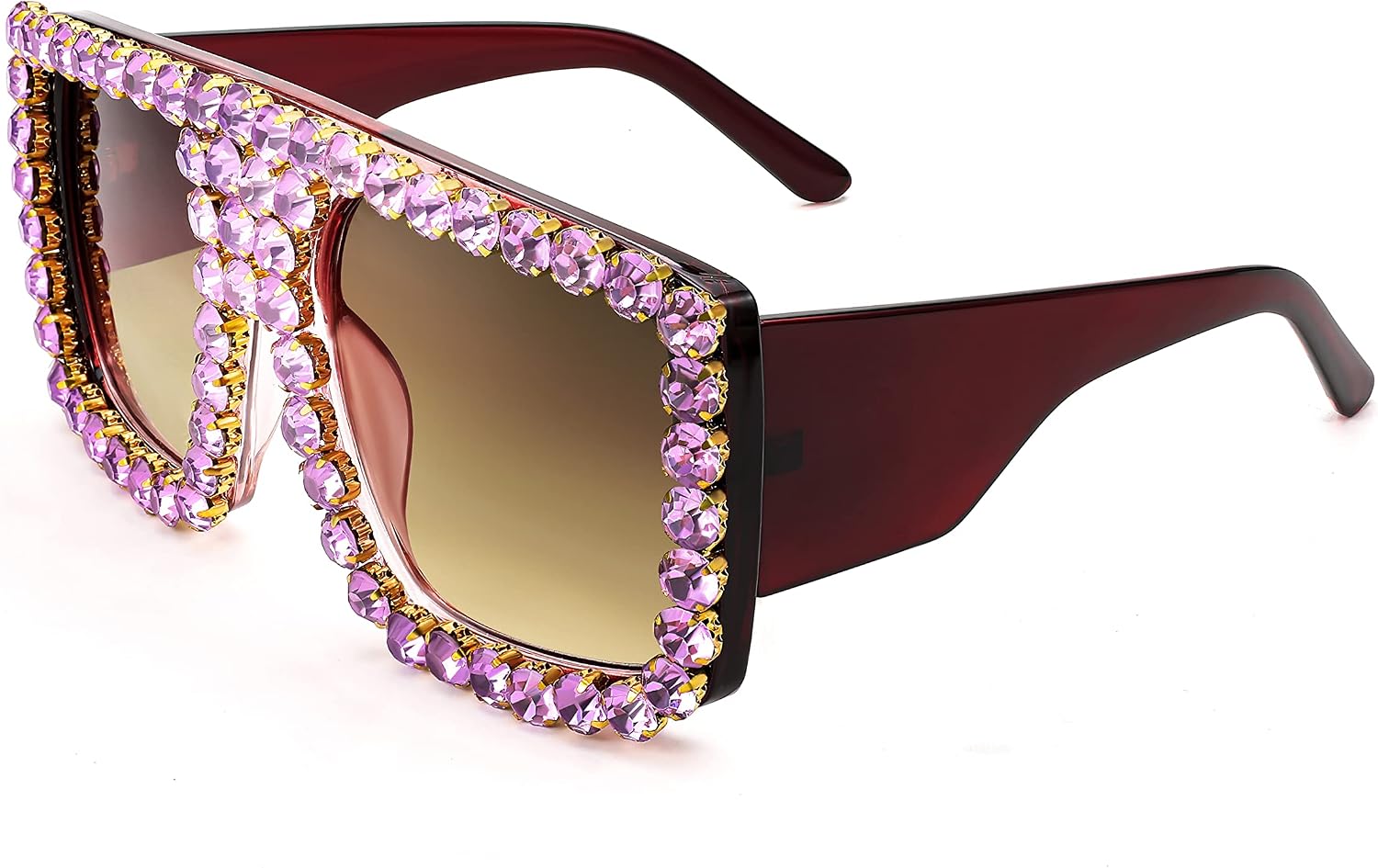 商品图片 9 | B09YHJ846J | FEISEDY Square Diamond Sunglasses for Women Retro Fashion Shiny Rhinestone Sun Glasses B2916