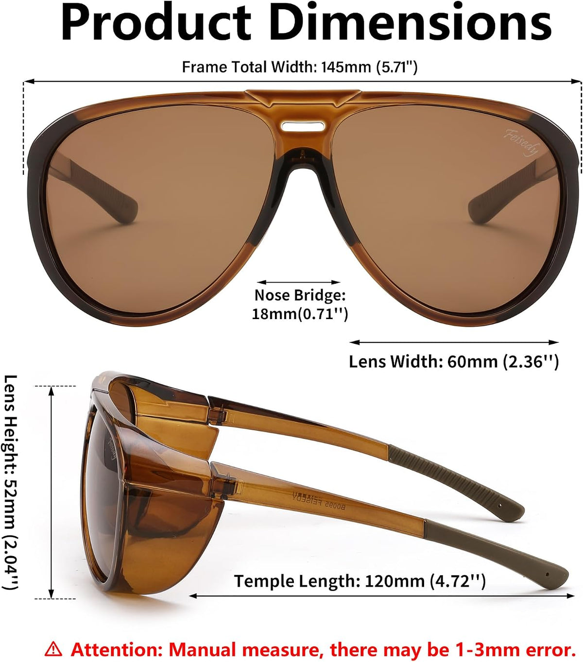 ÉÌƷͼƬ 32 | B0CT5M1L9R | FEISEDY Polarized Aviator Sunglasses Men Women Oversized Round Steampunk Sunglasses Side Shield Goggles B0095