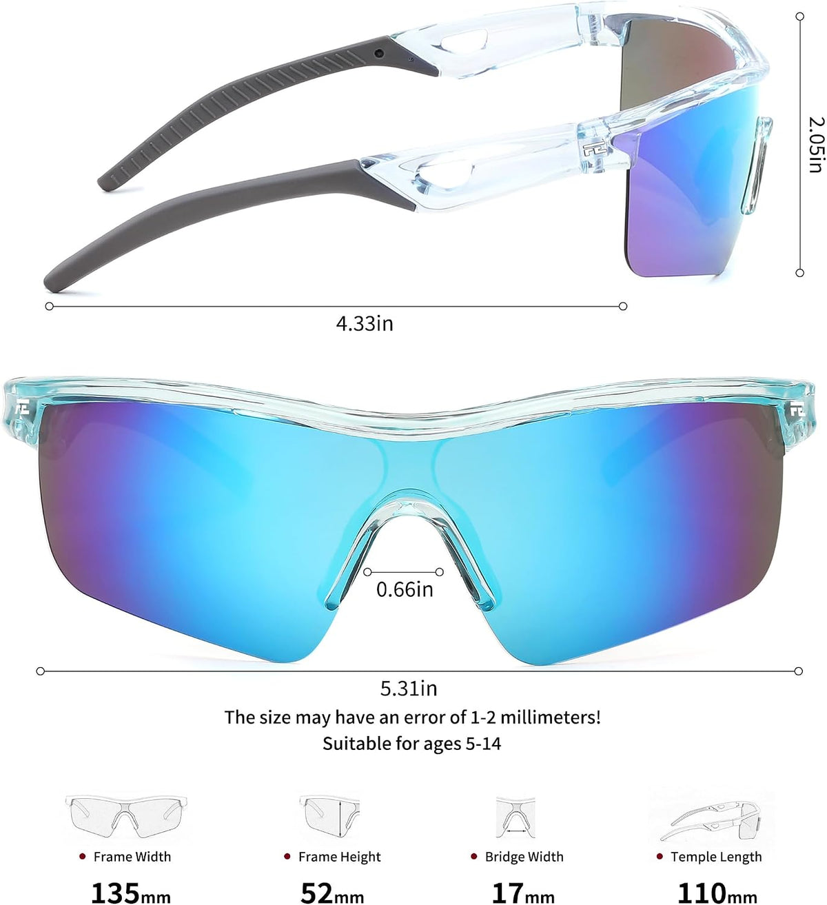 ÉÌƷͼƬ 152 | B07JZ18KMZ | FEISEDY Kids Polarized Sports Sunglasses, TR90 UV400 Baseball Cycling