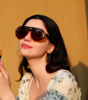 ÉÌƷͼƬ 15 | B0CT8R8S1H | FEISEDY Steampunk with Side Shields Aviator Sunglasses for Men Women 80s Retro Flat Top Oversized Polarized Shades B0096