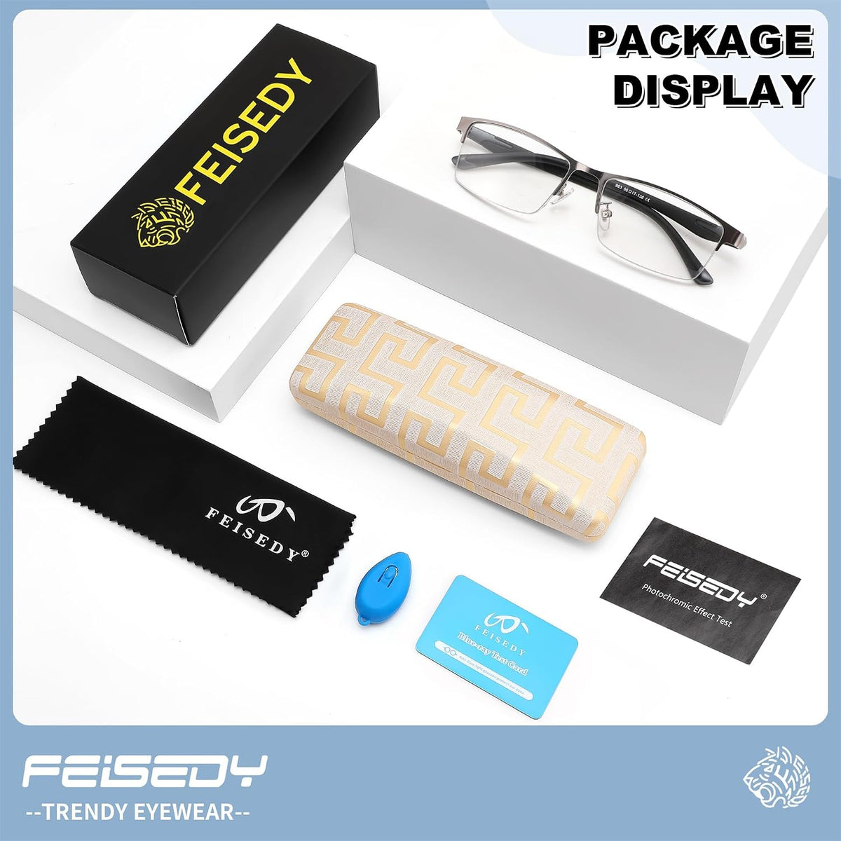 商品图片 14 | B0HBWVWRX5 | FEISEDY Rectangle Blue Light Blocking Reading Glasses Half Frame B0462
