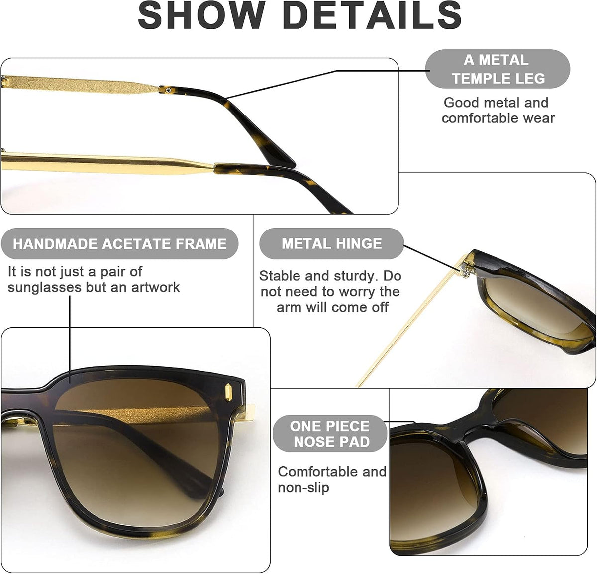 ÉÌƷͼƬ 19 | B09B3G7YTJ | FEISEDY Women Fashion Round Sunglasses Square Trendy Classic Chic Shades UV400 B2797