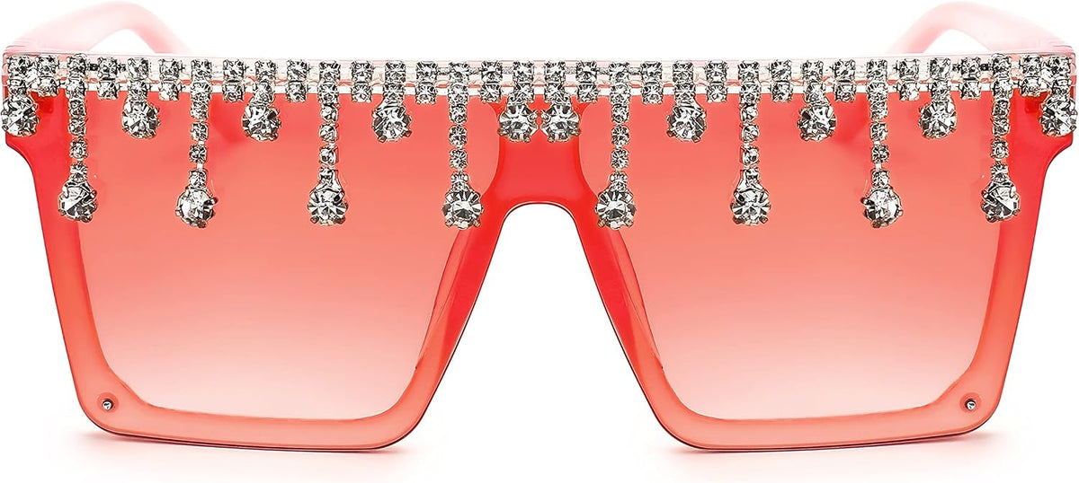 ÉÌƷͼƬ 6 | B0BKRG4KXC | FEISEDY Oversized Square Trendy Sunglasses Womens Crystal Tassels Sparkling Shades Flat Top Visor B2976