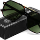 Tortoise/Green / 57 Millimeters | B0H714R36G | FEISEDY Retro Aviator Sunglasses for Women Men 70s Square Sun Glasses B0281