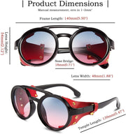 ÉÌƷͼƬ 45 | B09WN3J4YZ | FEISEDY Retro Round Steampunk Sunglasses Women Men Leatherwear B2532