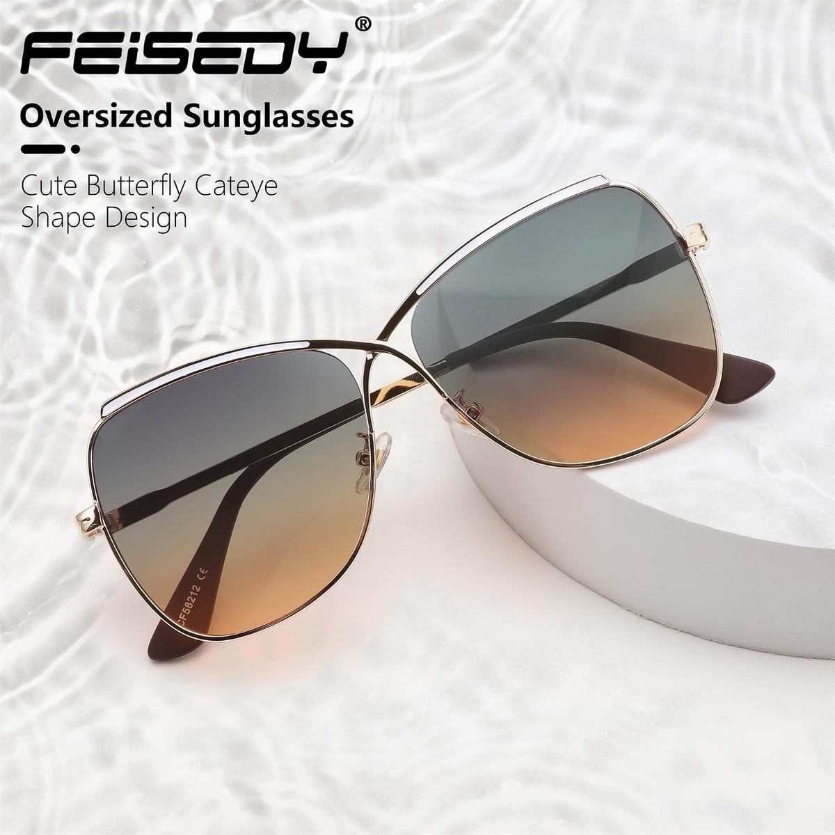 ÉÌƷͼƬ 35 | B08SJ7XN69 | FEISEDY Womens Cute Sunglasses Oversized Butterfly X Shape Design Cateye Lady Sunglasses B2738