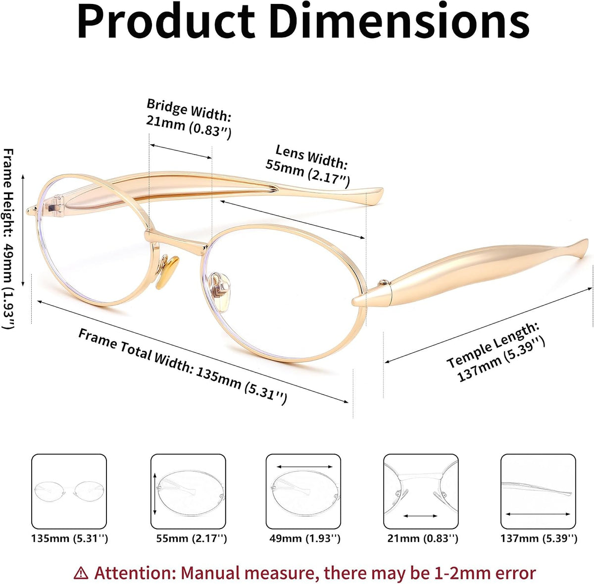 ÉÌƷͼƬ 18 | B0FH4FH8VH | FEISEDY Retro Oval Sunglasses Women Men - Gold Metal Chunky Frame, UV400 for Driving & Daily Wear B0312