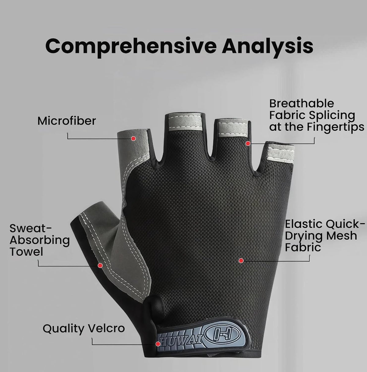 商品图片 2 | B0GZ3S37C9 | Half Finger Cycling Gloves for Men Women, Breathable Anti-Slip Gel Palm Workout Gloves for Gym, Biking, Weight Lifting