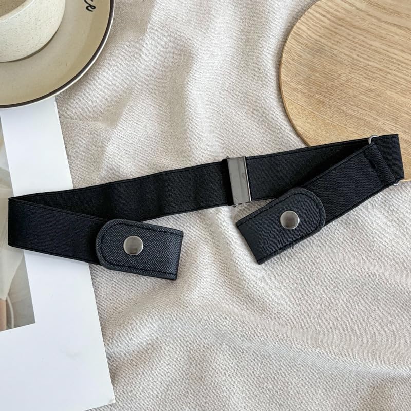 Black | B0FQ2PF9SD | No Buckle Elastic Belt for Men & Women – Stretch Adjustable Invisible Belts for Jeans & Pants