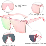 ÉÌƷͼƬ 59 | B09H6XXSDN | FEISEDY Oversized Sunglasses Mens Womens Flat Top Square Trendy Visor Shades UV400 B2470