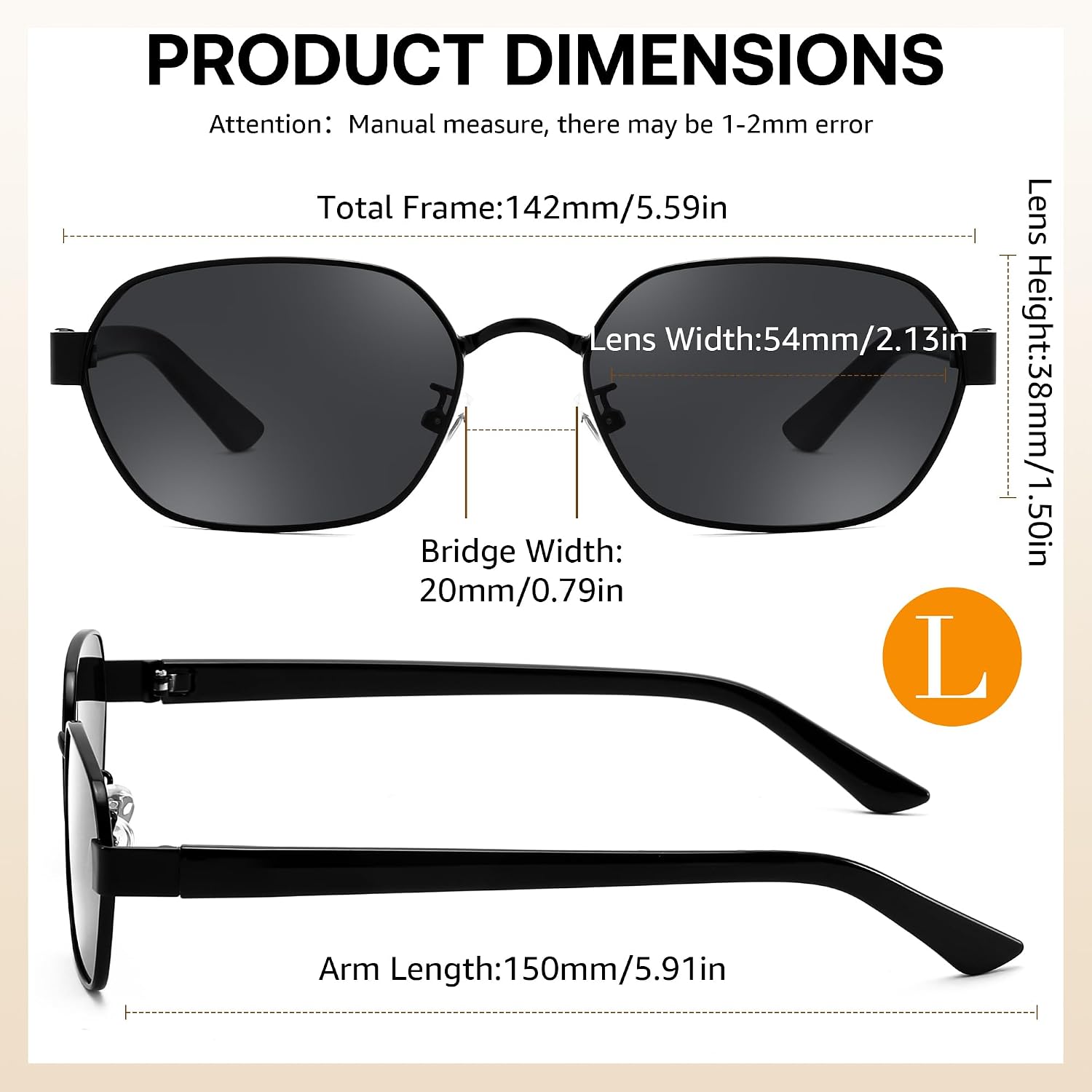 商品图片 26 | B0GY42ZV46 | FEISEDY Women and Men UV400 Protection Sunglasses, Polygon Square Metal Frame Retro Stylish Shades B0452