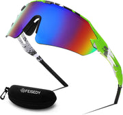 003 Green | Blue Lens / 60mm | B0BQLG1JCZ | FEISEDY Sports Sunglasses for Men and Women, UV400 Protection Outdoor Cycling Driving Fishing Glasses B2987