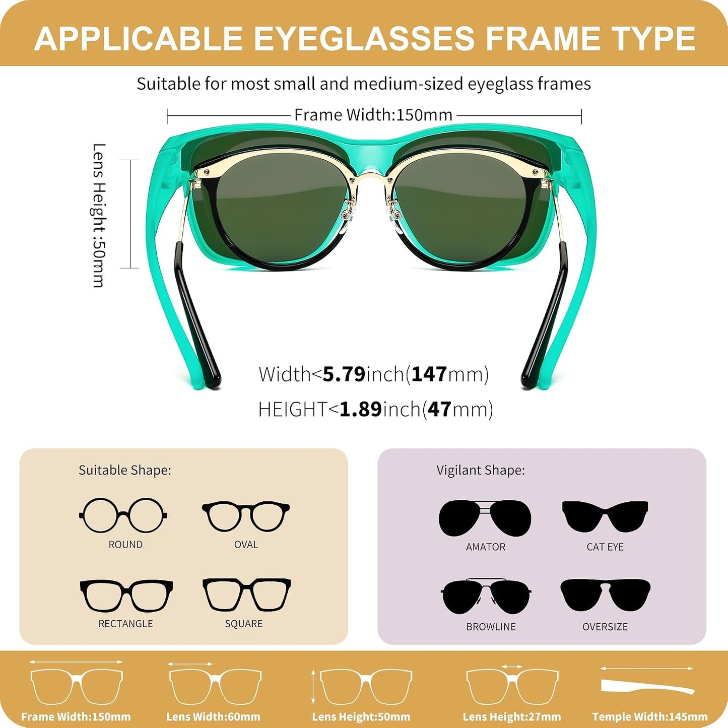 商品图片 20 | B0GQH1CMTJ | FEISEDY Fit Over Glasses Polarized Sunglasses Oversized Square UV400 B0250