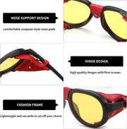 ÉÌƷͼƬ 16 | B0D5HMBR1X | FEISEDY Steampunk Sunglasses Women Men£¬Polarized Yellow Lens, Retro Round Vintage Frame Leatherwear B0159