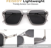 ÉÌƷͼƬ 17 | B0GVNPDBZQ | FEISEDY Retro Aviator Sunglasses Women Men 70s Trendy Square Shades B0422