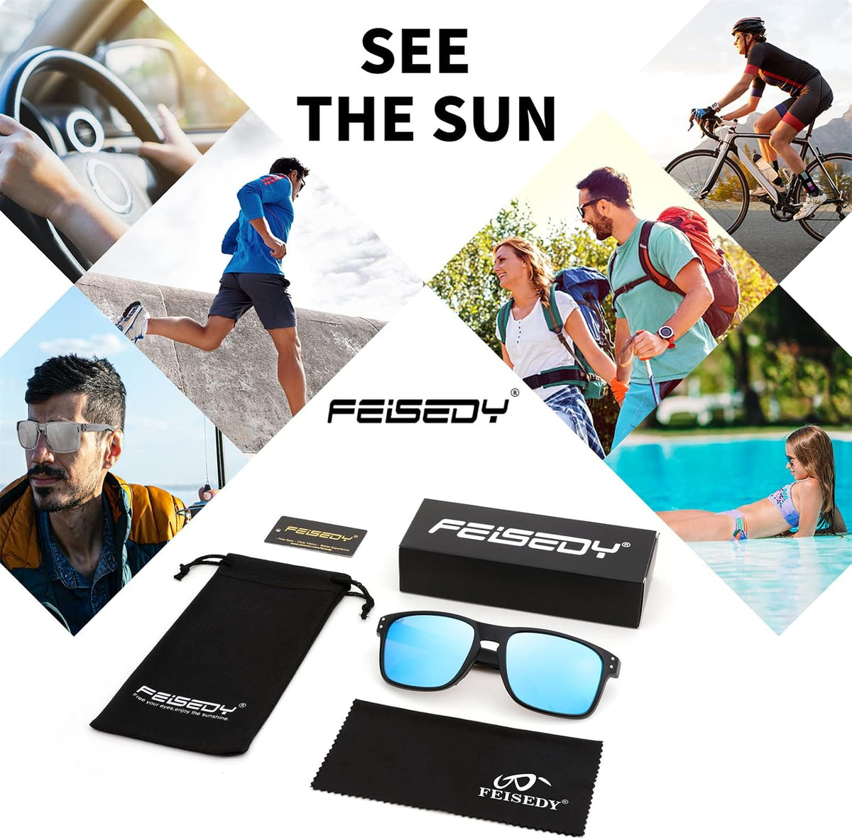 ÉÌƷͼƬ 40 | B09P11P3PC | FEISEDY Polarized Sports Sunglasses for Men Women, Classic Fishing Driving Cycling Goggles, UV400 Protection B2234