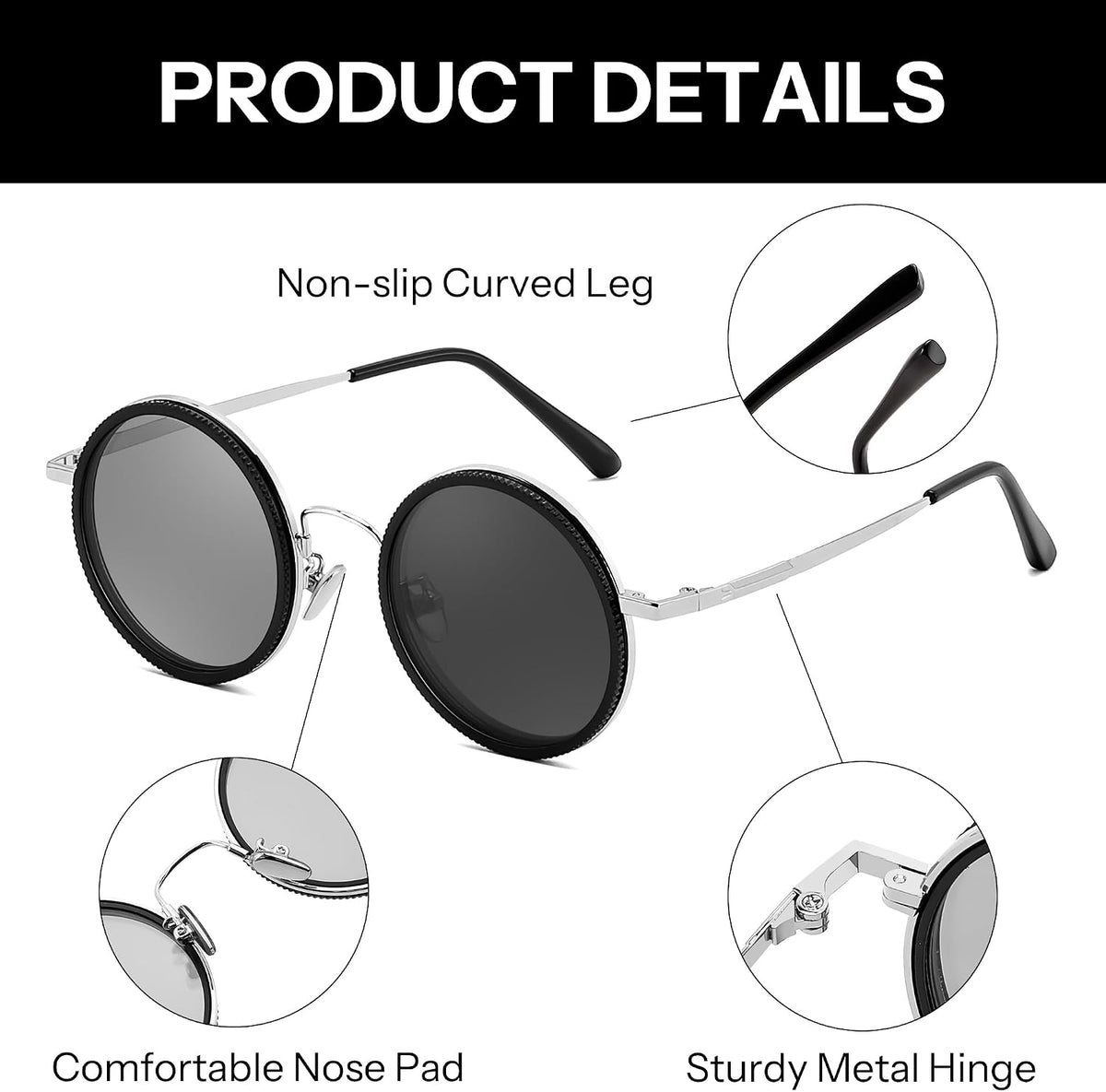 ÉÌƷͼƬ 9 | B0GG9HX9Z6 | FEISEDY Adjustable Polarized Round Sunglasses B0379