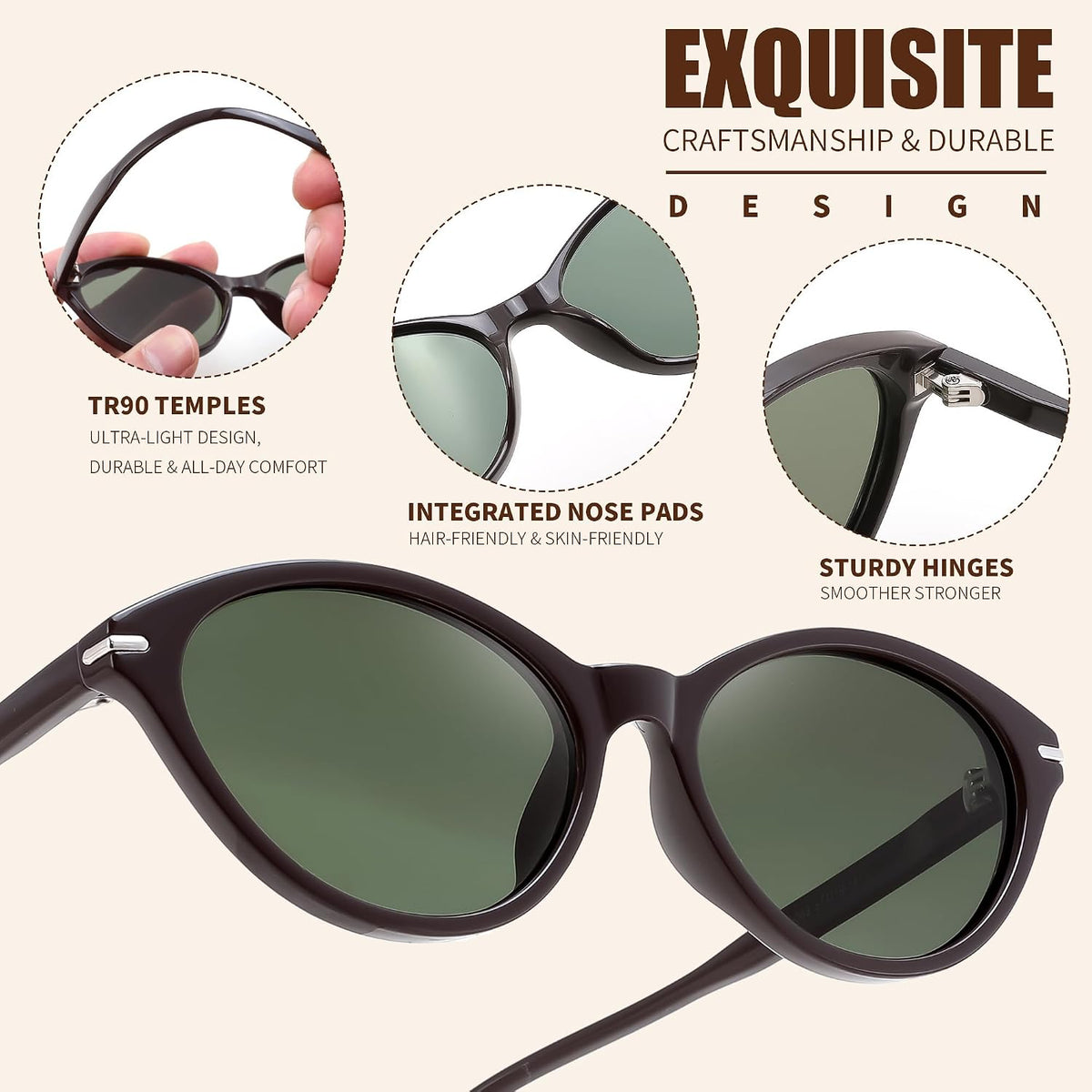 ÉÌƷͼƬ 22 | B0HBV67DG3 | FEISEDY Retro Polarized Cat Eye Sunglasses for Women Men UV400 B0466