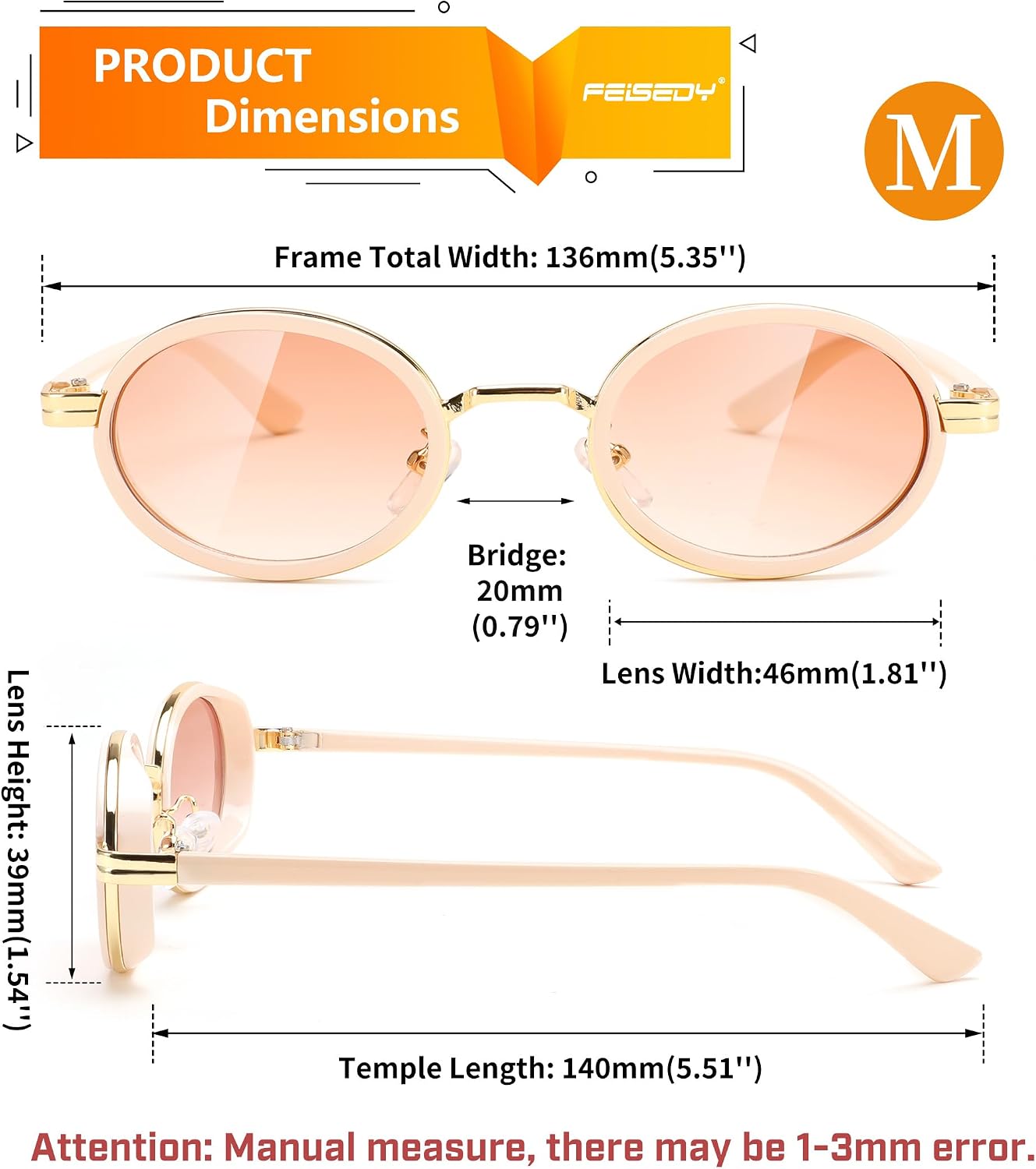 商品图片 6 | B0D94B5HP2 | FEISEDY Retro 90s Small Oval Punk Sunglasses Gothic Steampunk Round Hippie Shade Men Women B0193