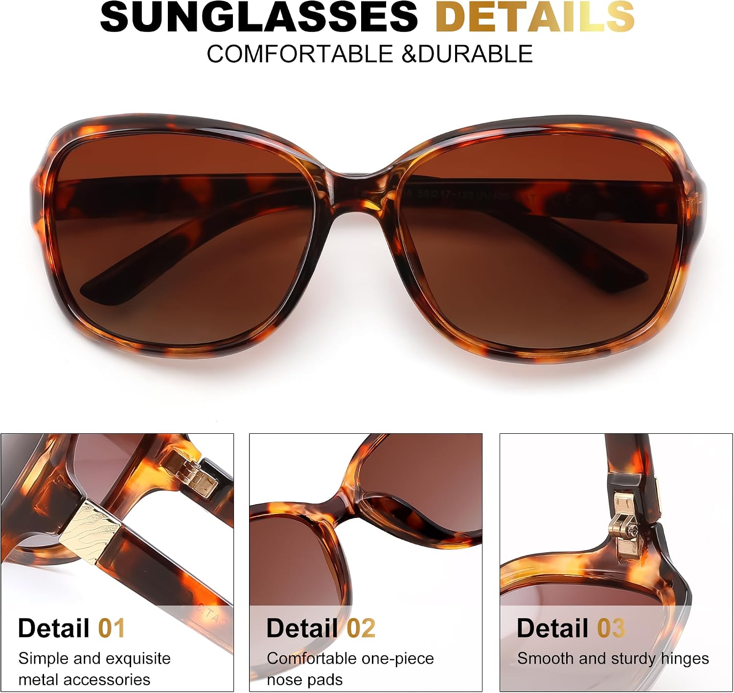 商品图片 32 | B0FZKDK786 | FEISEDY Polarized Sunglasses for Women Classic Vintage UV400 Shade | Trendy Square Wraparound Ladies Sun Glasses B0309