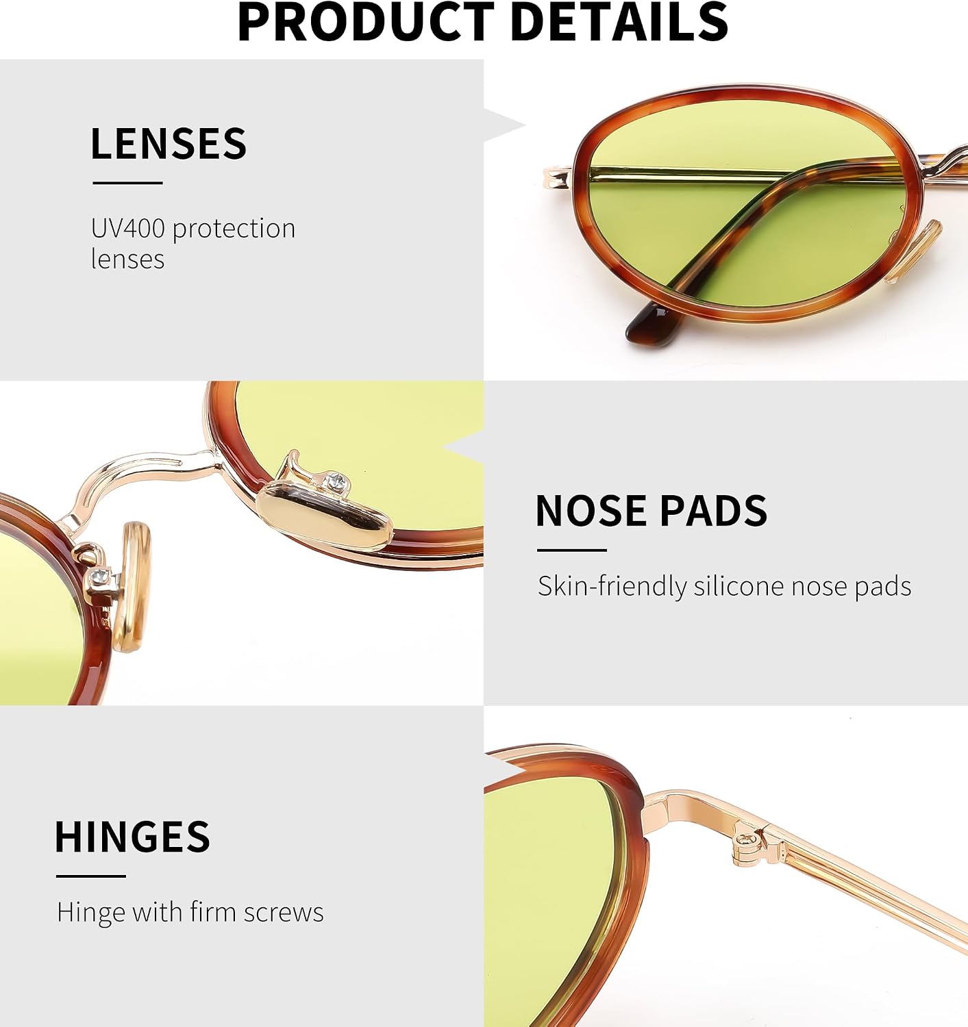 商品图片 33 | B0H2XM1HNJ | FEISEDY 90s Retro Oval Cat Eye Sunglasses UV400 Small Face B0450